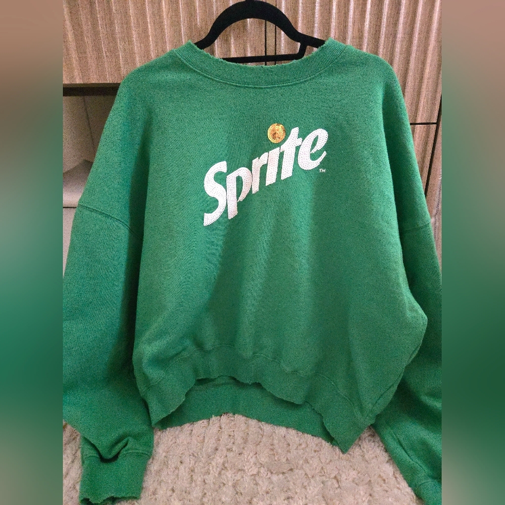 Kelly Green Sprite Graphic Sweatshirt Coca Cola Oversized Pullover